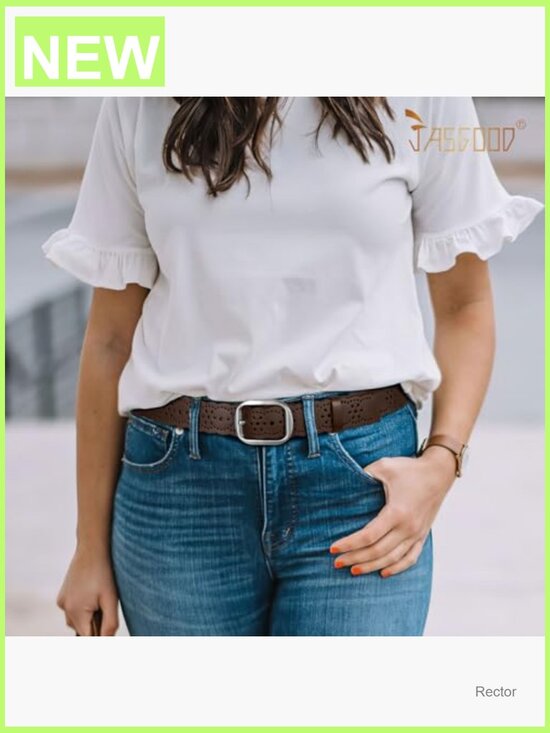 Vintage Hollow Flower Genuine Leather Belt for Jeans main image 6